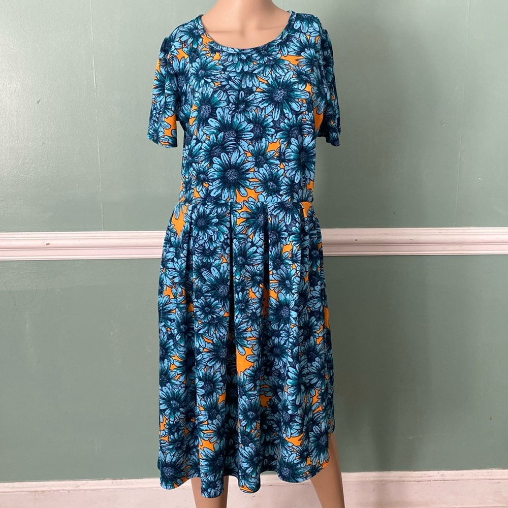 Lula roe Amelia women drees floral print short sleeve Sz. XL